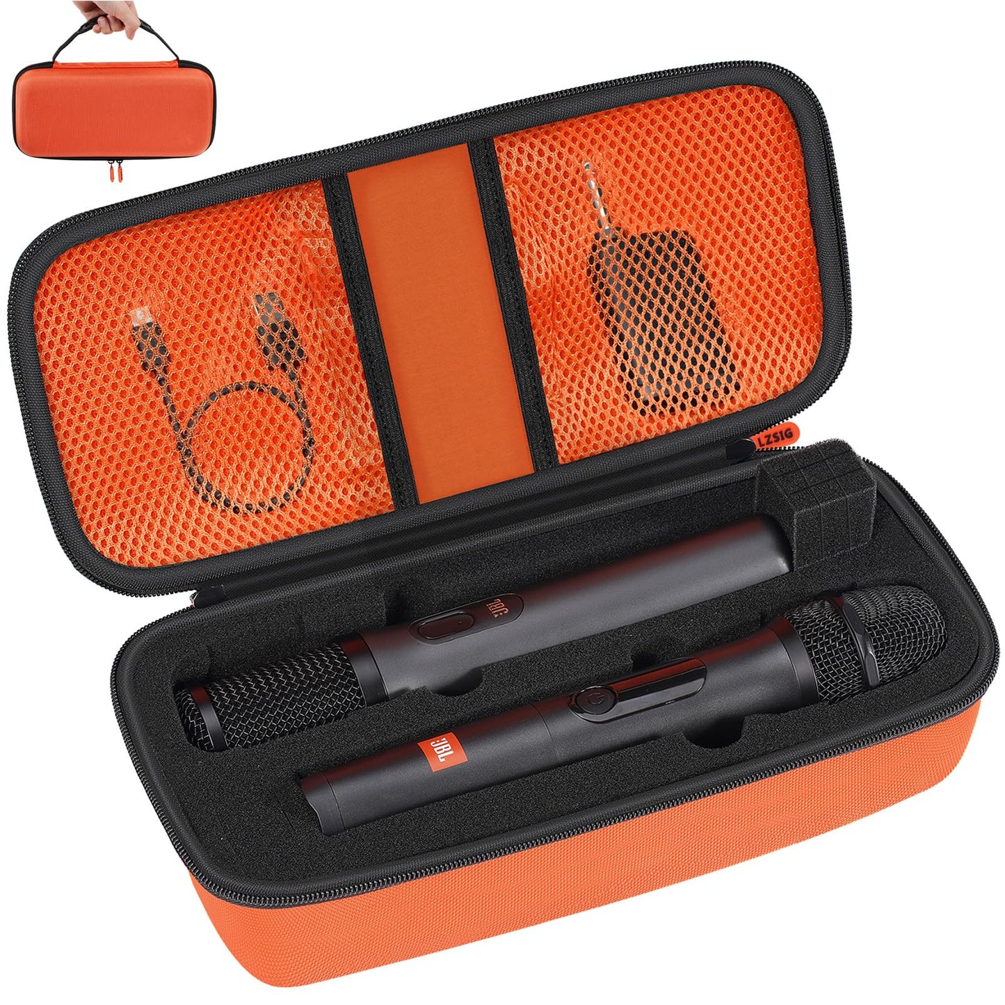 Wireless Microphone Case Compatible with JBL Wireless 2 Microphone System, Dual Handheld Wireless Mic Storage Bag for JBL Partyb