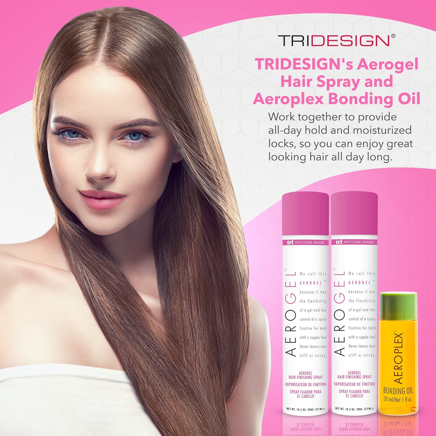 TRI Design Aerogel Hairspray & Aeroplex Bonding Oil Bundle - Hair Finishing Spray for Volumizing, Control, Repair & Prevent Brea