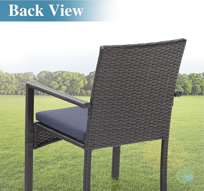 MFSTUDIO Patio Rattan Chairs Set of 8, Wicker Outdoor Dining Chairs Set of 8, All Weather Patio Armchairs w/Armrests, Steel Frame, Brown, 330lbs