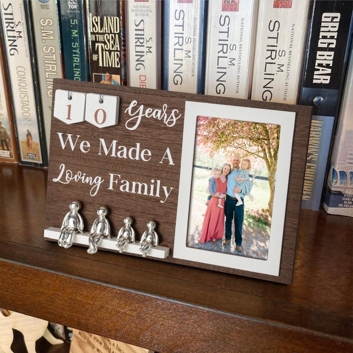 Wedding Anniversary Idea for Wife Gifts for All Anniversaries, 10 Year Tin Gift for Couples Him Her Husband, Aluminum Sculptures Family Tree Picture Frame Keepsake Decor Sculptures DIY Personalized
