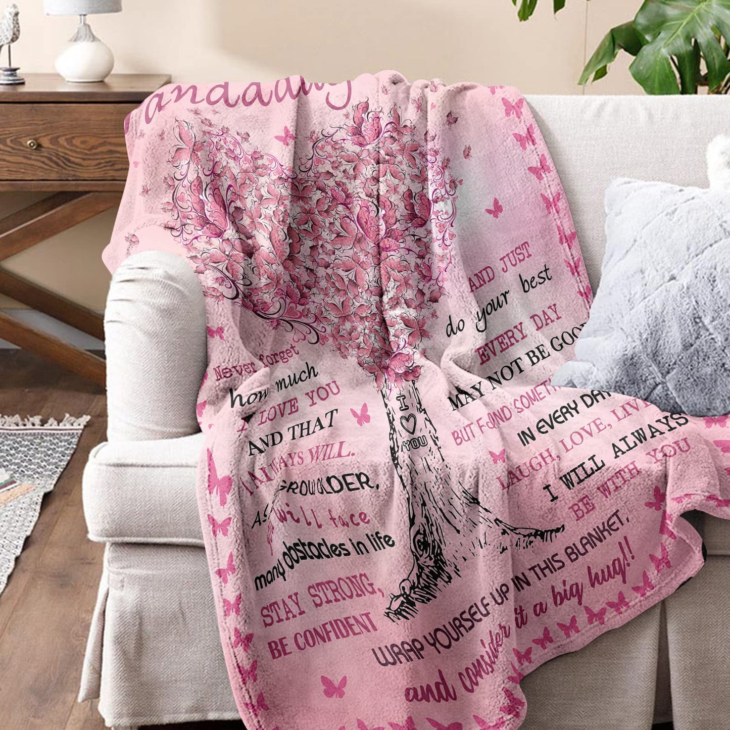 Quilazy Granddaughter Gifts from Grandma Blanket, Gift for Granddaughter, Christmas/Valentines/Mothers Day/Graduation/Birthday Gifts for Granddaughters Girls, to My Granddaughters Blanket 60" X 50"