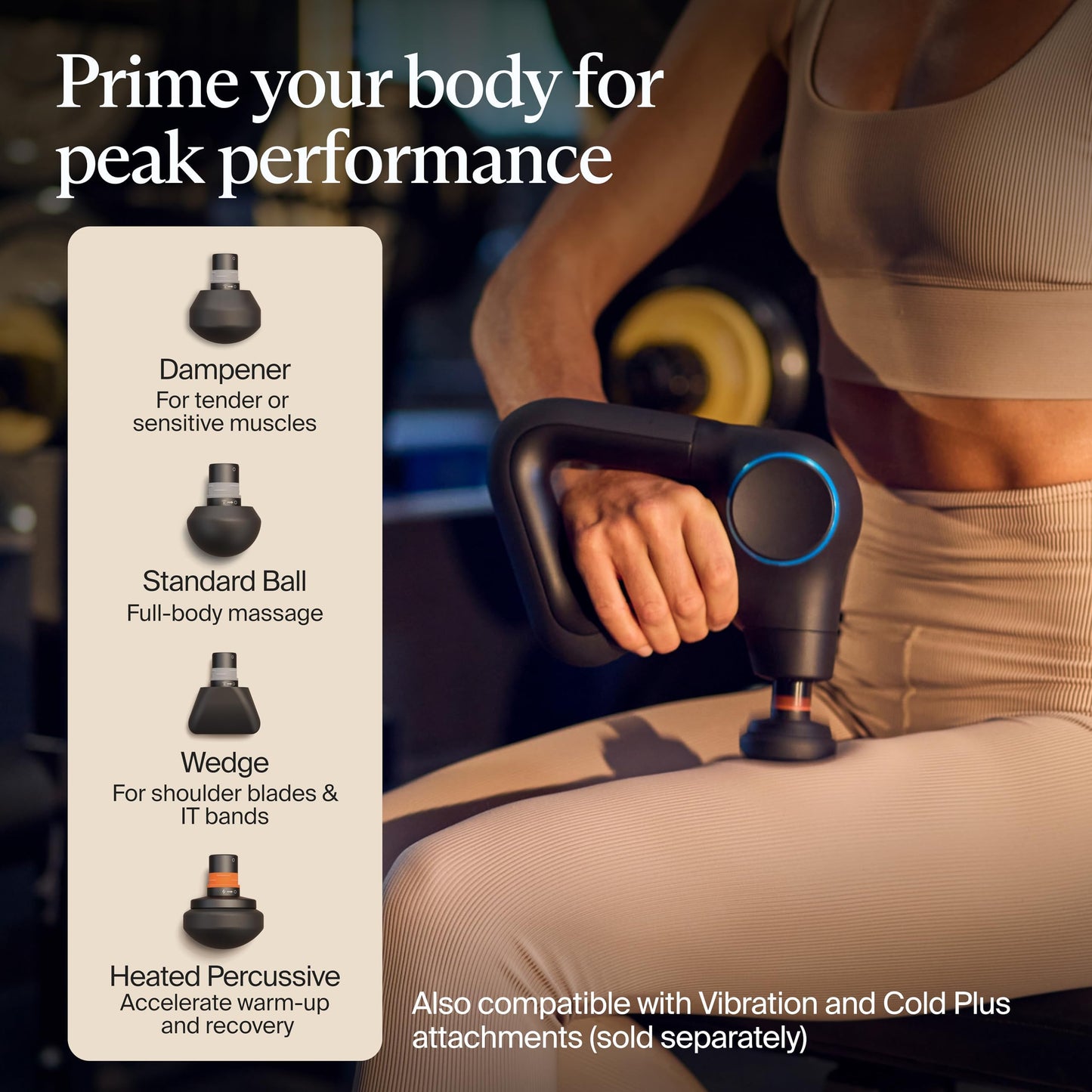 TheraGun Therabody Prime Plus Heated, Powerful Massage Gun for Enhanced Warm-Up & Workout Recovery - Quiet Deep Tissue Massager for Body and Back Pain Relief - Leg & Back Massager with Heat