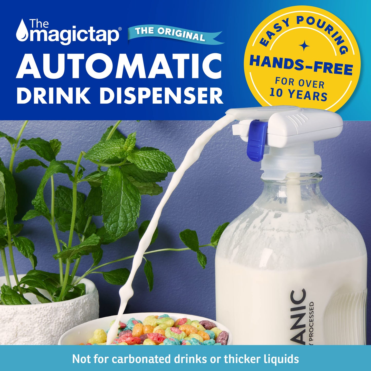 The Magic Tap Automatic Drink Dispenser - Hands-Free Beverage Dispenser for Fridge - Perfect for Milk, Juice - Gifts for Women & Men - 3 Pack, Black