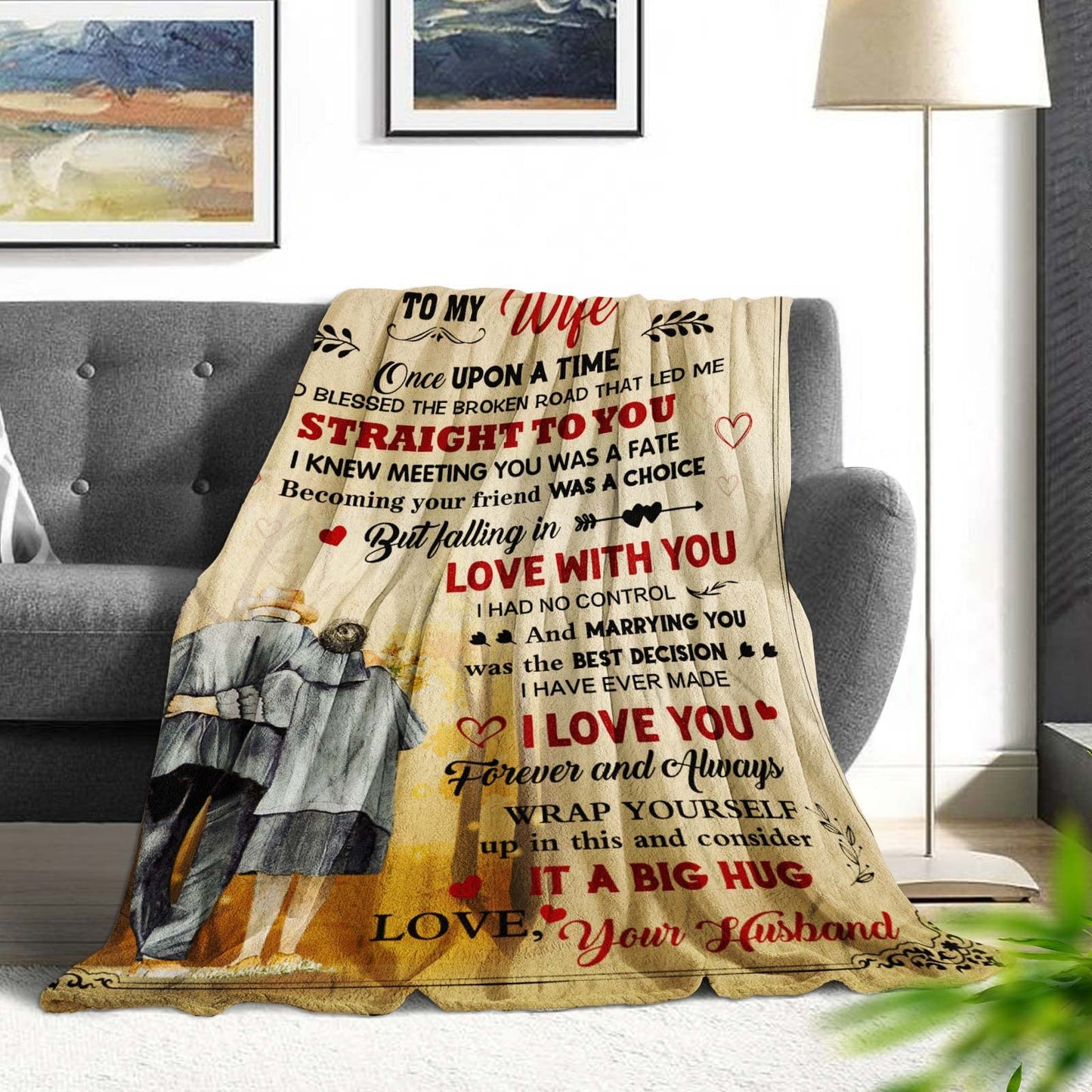 VXDRZGT Wife Blanket from Husband - Wedding Anniversary Romantic Gift for Wife/Her/Women - Gifts for Wifes Birthday - Wifes Birthday Gift Ideas - to My WifeThrow Blanket 60 x 50 inch