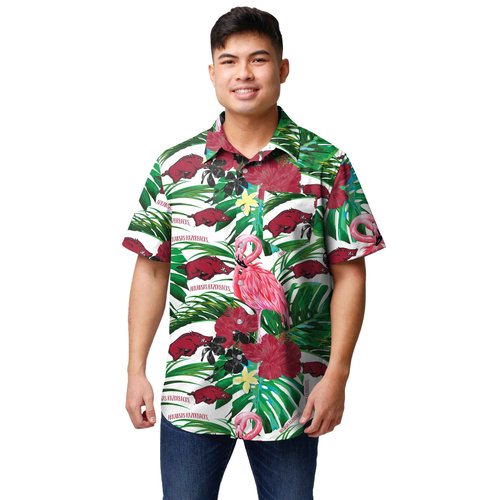 FOCO Arkansas Razorbacks NCAA Mens Flamingo Button Up Shirt - X-Large