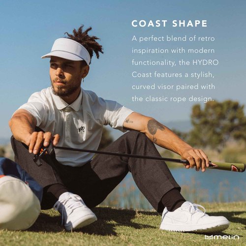 melin Coast Hydro, Black, Mens Sun Visor, Sun Hats for Women & Men, Water-Resistant, Golf, Running, Workout, or Beach Hat, Medium-Large
