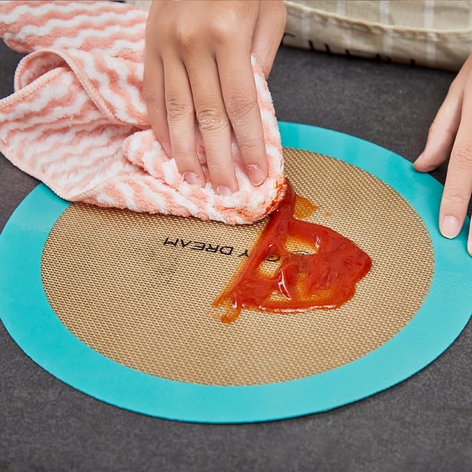 GUYDREMAT 9-Inch Silicone Baking Mats Set of 2 - Non-Adhesive, Heat Resistant Up to 480°F, Durable for Baking Cakes, Pizza, Pastries, Bread, Easy Storage, Ideal for Convection Ovens