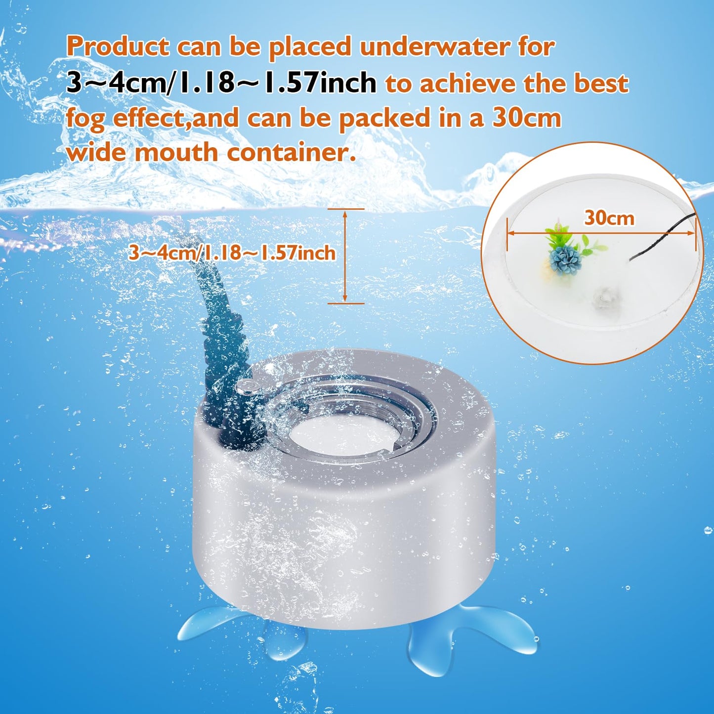 AGPTEK Aluminum Mini Mist Maker Fogger Water Fountain Pond Fog Machine Atomizer, Perfect for Halloween, Christmas and Other Holidays