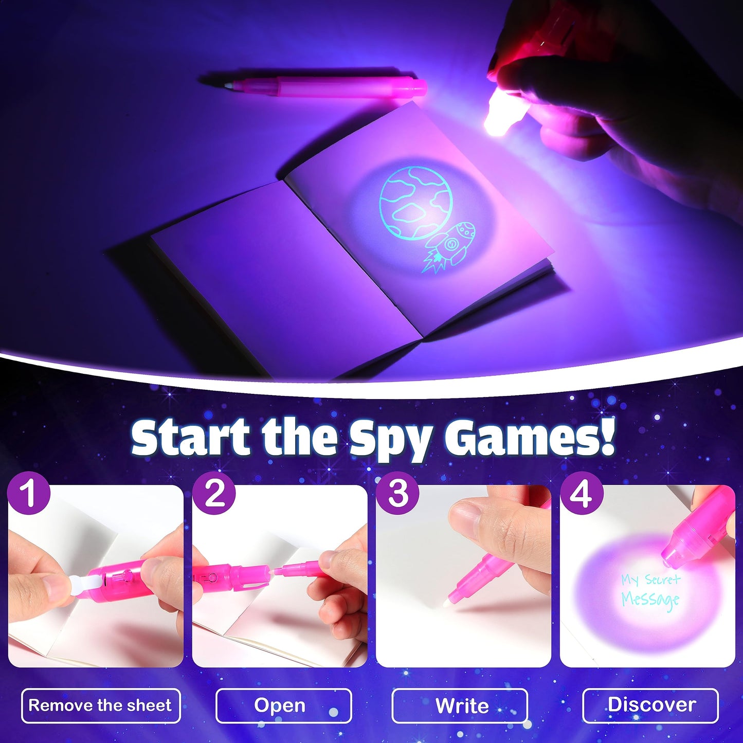 Joycover Invisible Ink Pen with UV Light for Kids, 28PCS Spy Pen Party Favors for Kids 4-8 8-12, Birthday Party Supplies Classroom School Goody Bag Stuffers for Boys Girls