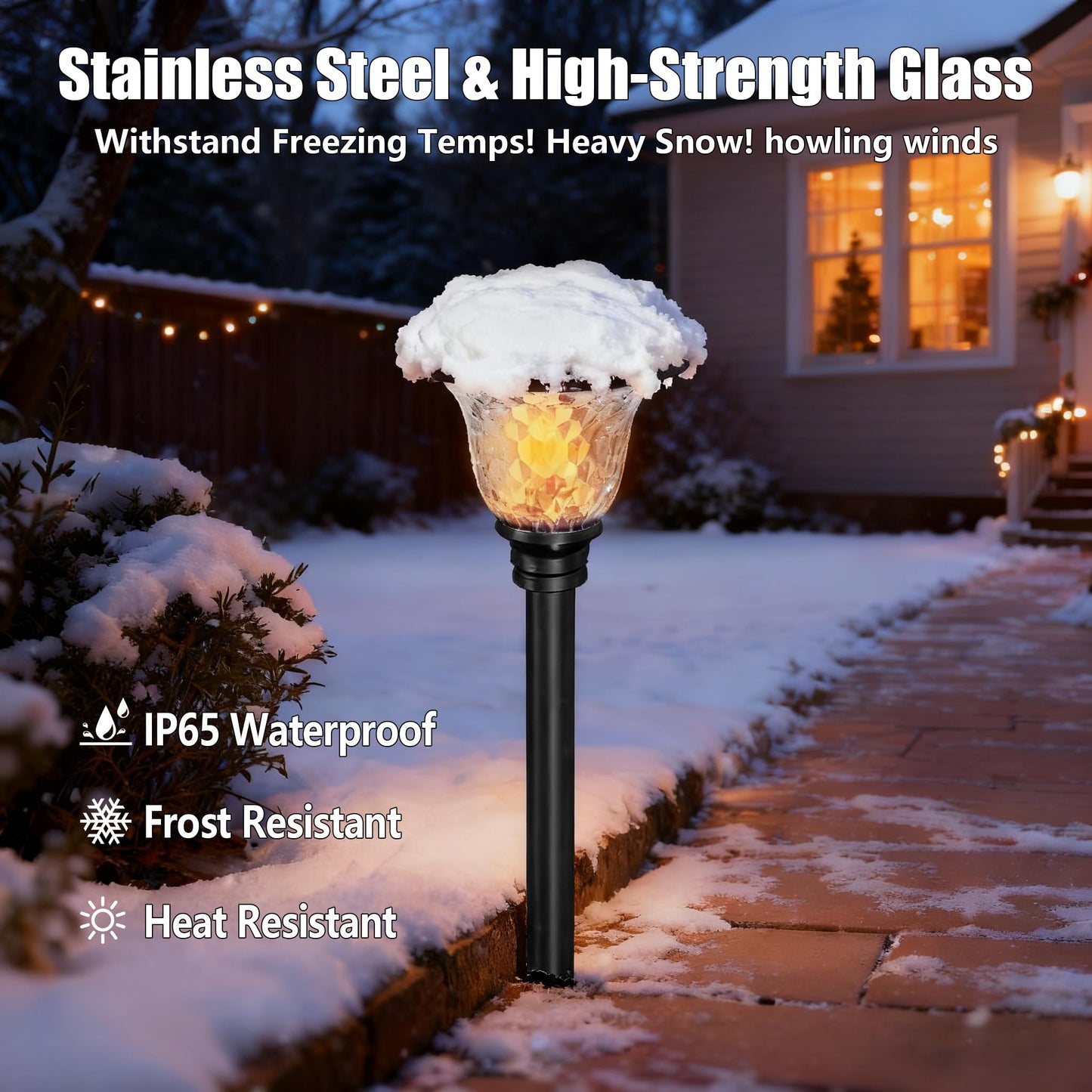Beau Jardin 8 Pack Solar Pathway Lights Stainless Steel Outdoor Solar Powered Light Waterproof Glass High Lumen for Garden Landscape Path Yard Walkway Patio Driveway Outside White Color Changing Black