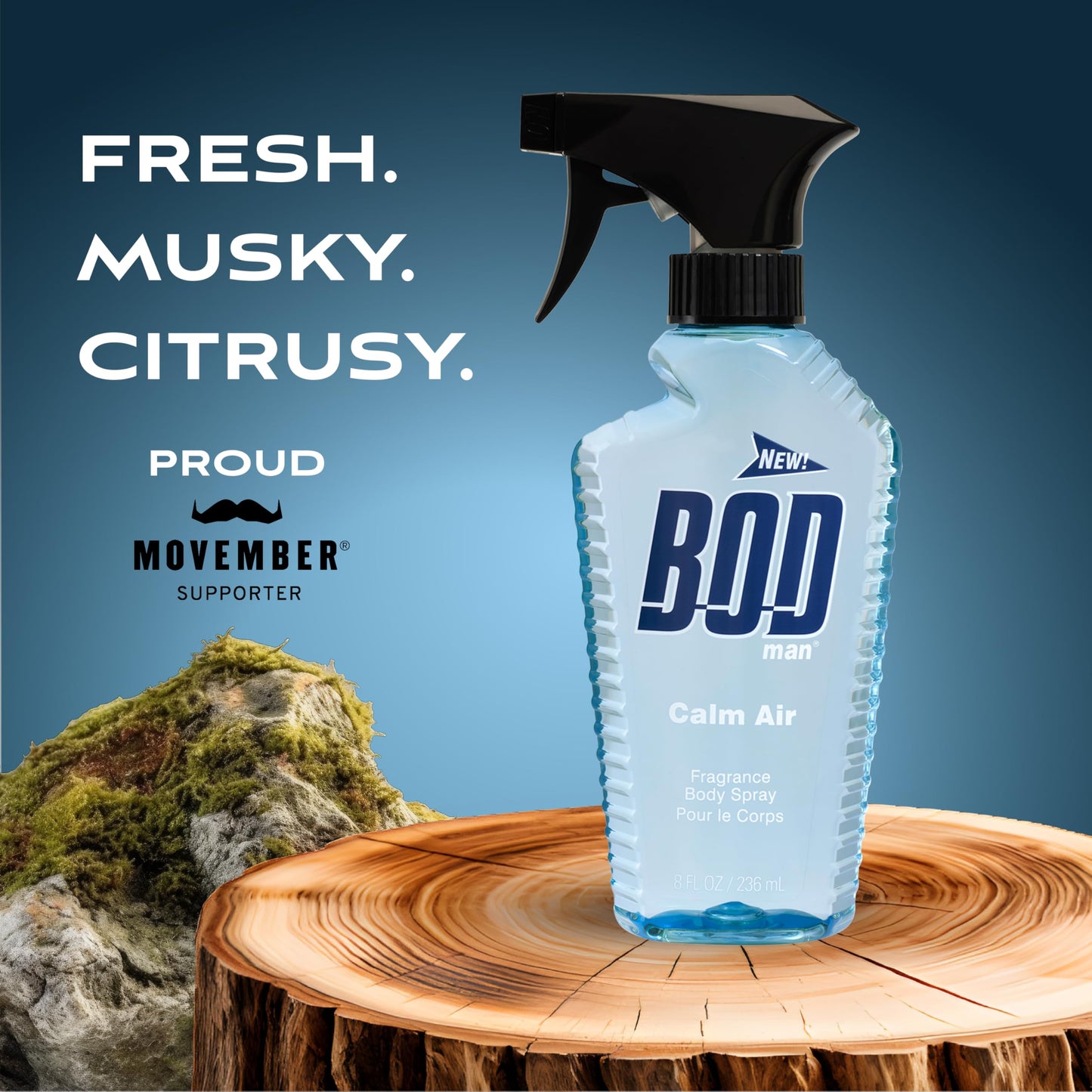 BOD man Fragrance Body Spray, Calm Air, 8 fl oz