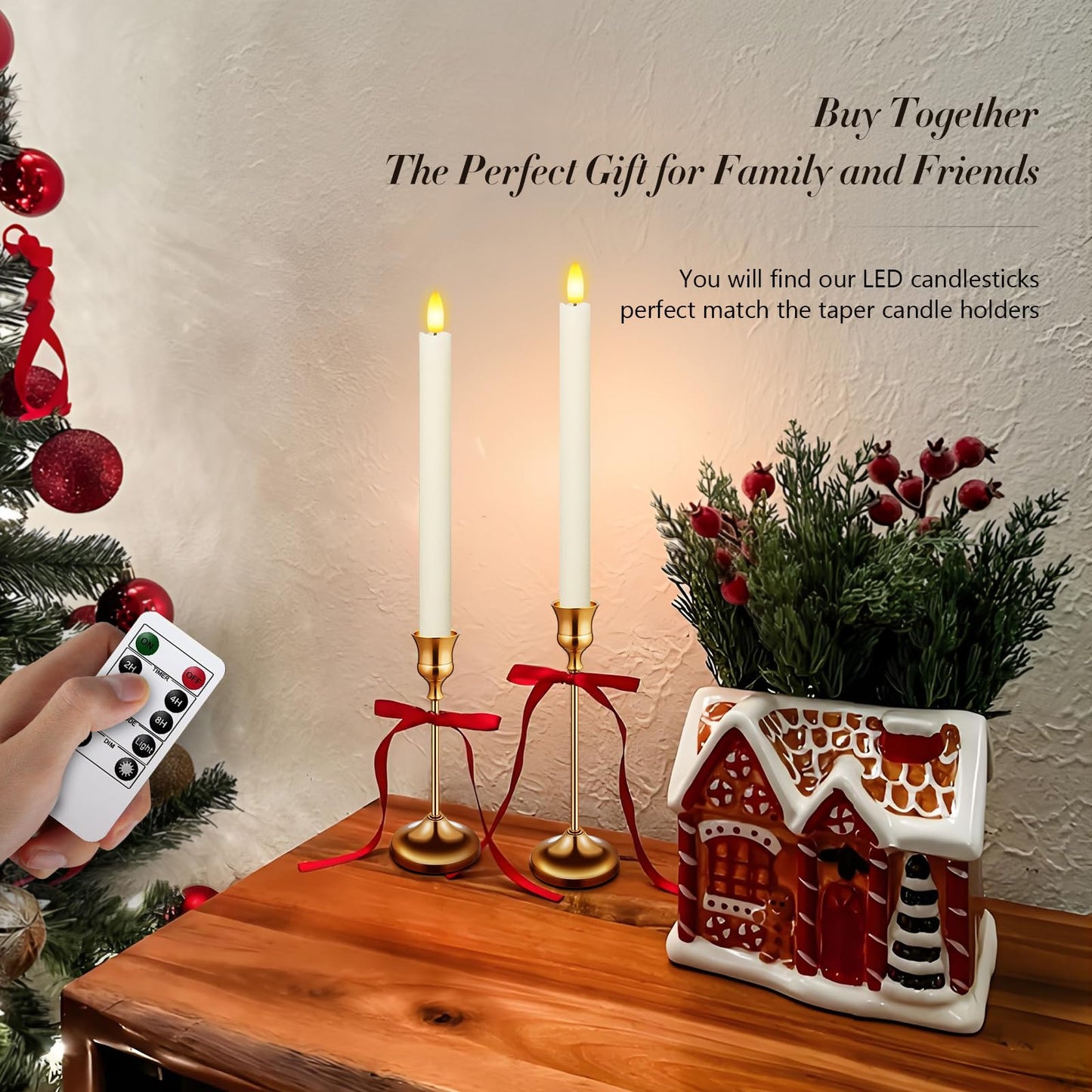 Upgraded Real Wax LED Flameless Taper Candles with Remote, KSWING 6 PCS Ivory Candlesticks Battery Operated 3D Flickering - 9.6" Long Realistic Fake Candle Sticks for Home/Wedding/Fireplace Xmas Decor