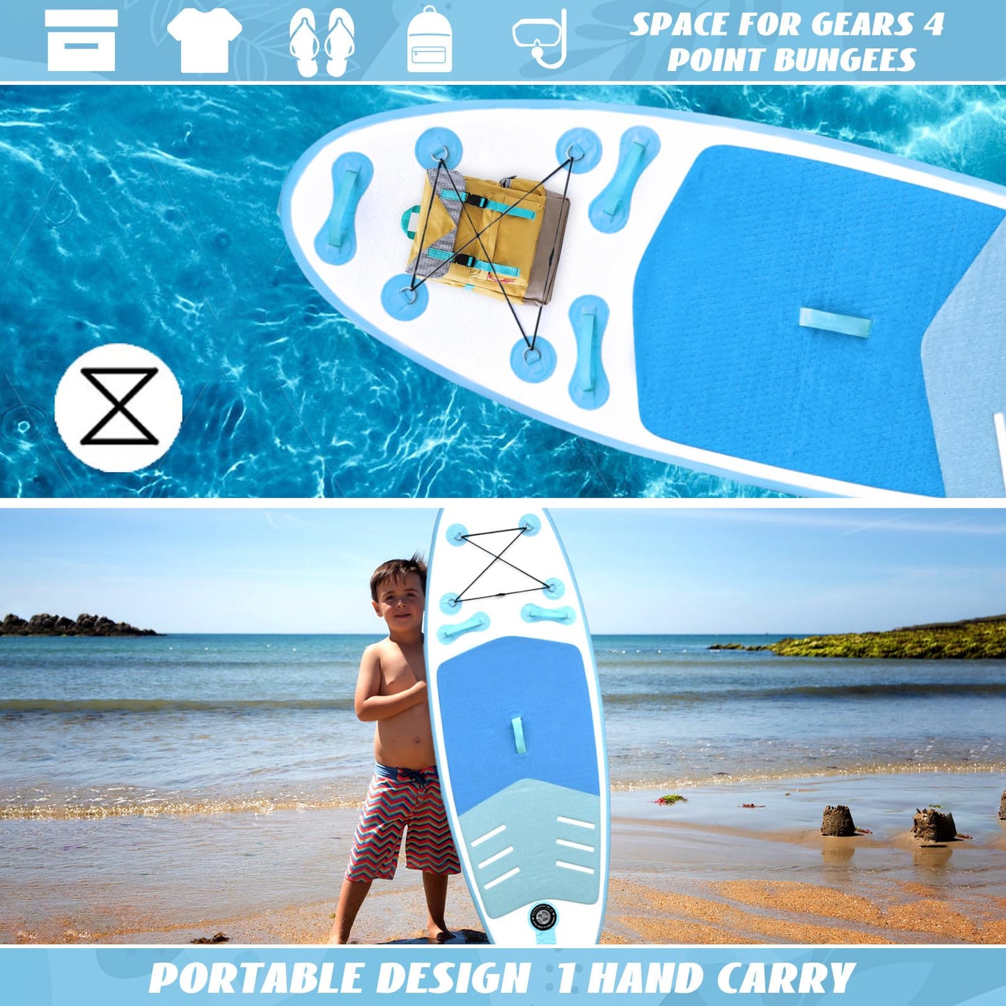 Kids Inflatable Stand Up Paddle Board, Kid Paddle Board with SUP Accessories, Anti-Slip EVA Deck, 7’6’’Child SUP for Kids & Youth