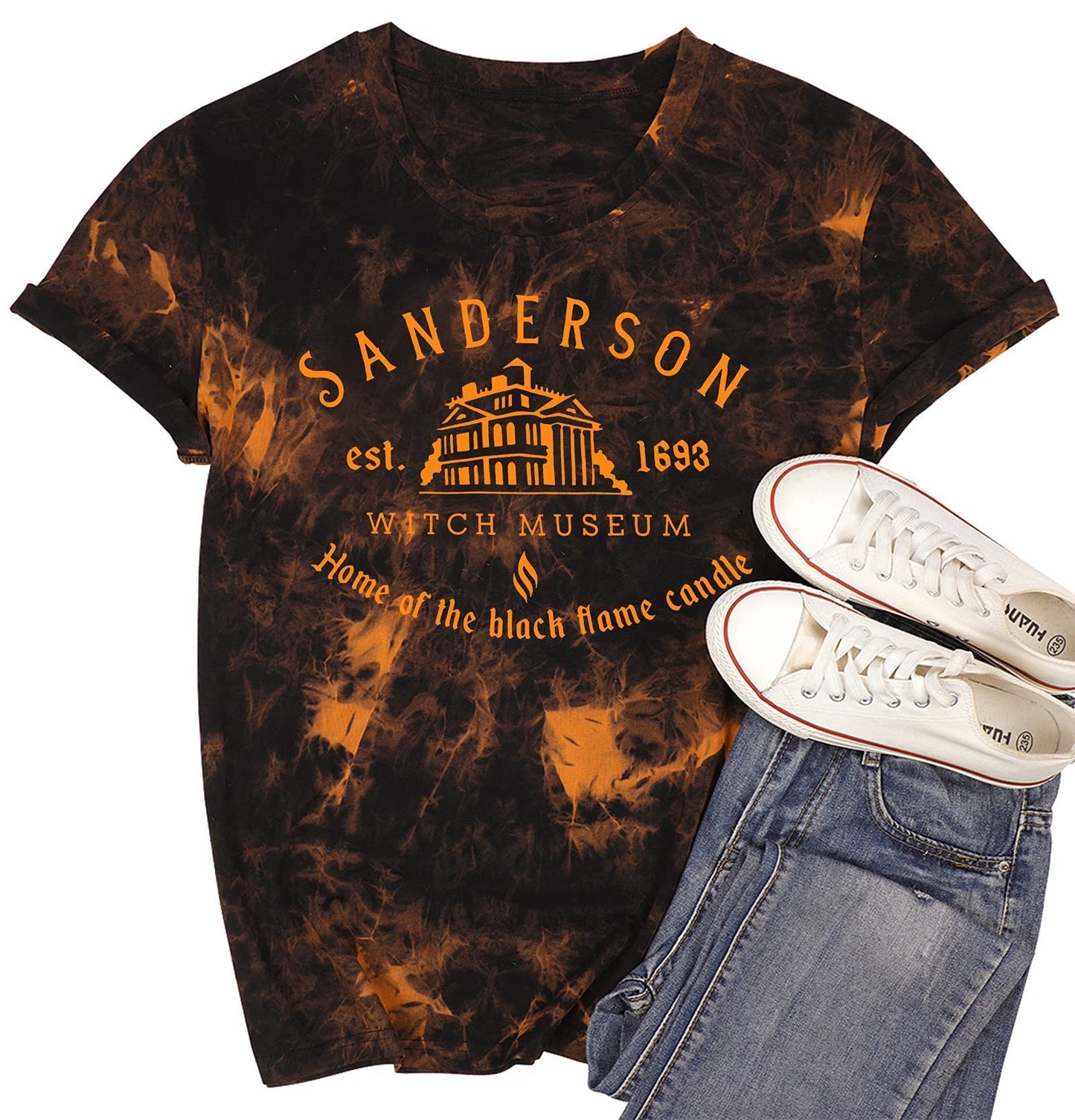 Halloween Shirt Women Sanderson Letter Print Graphic Hocus Pocus Tees Tops (Black,S)