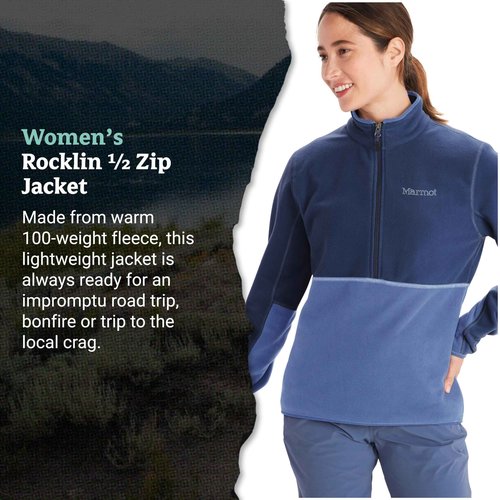 MARMOT Women's Rocklin 1/2 Zip - Fleece Pullover Jacket, Twilight Blue/Blue Bonnet, X-Large