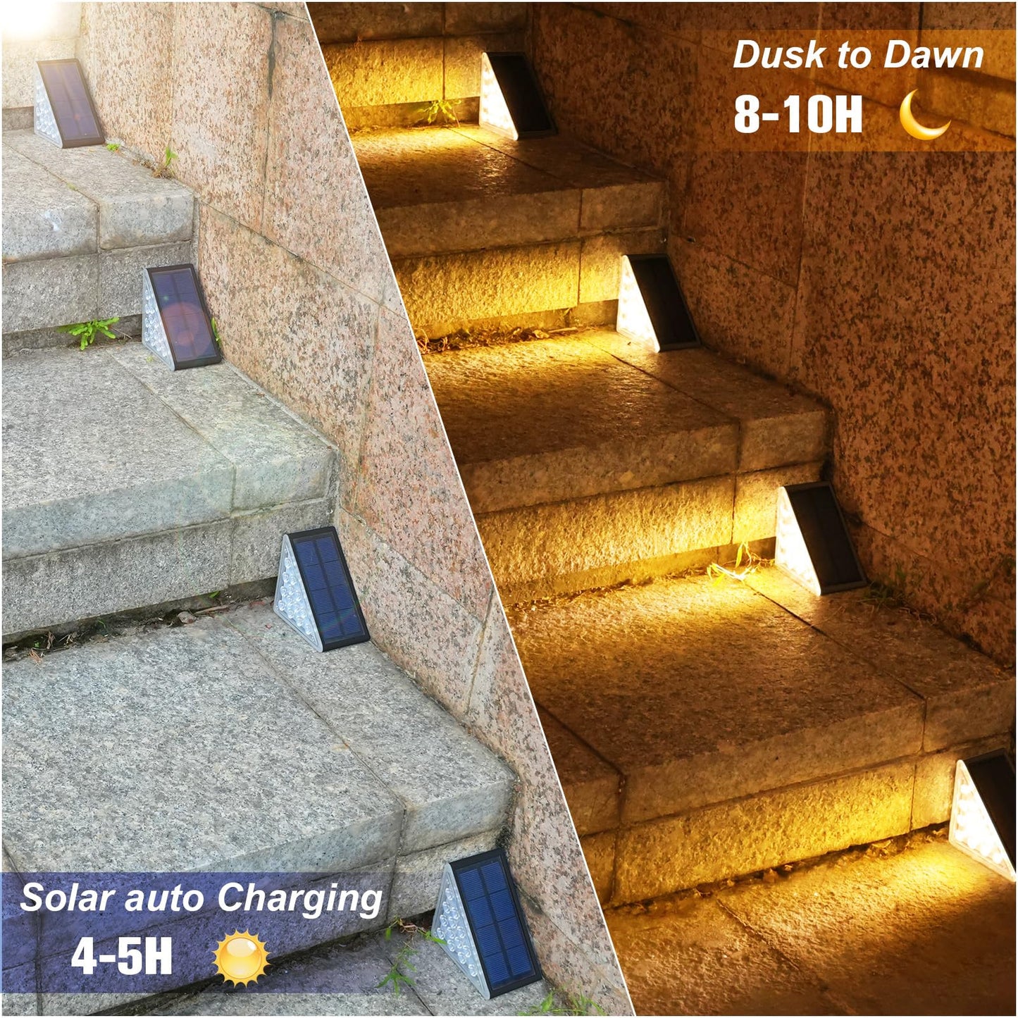 VOLISUN Solar Step Lights for Outside, Solar Stair Lights Outdoor Waterproof IP67, LED Outdoor Step Light, 80 Lumen, Deck Light for Outside, Front Porch and Patio(Black,6 Pack)