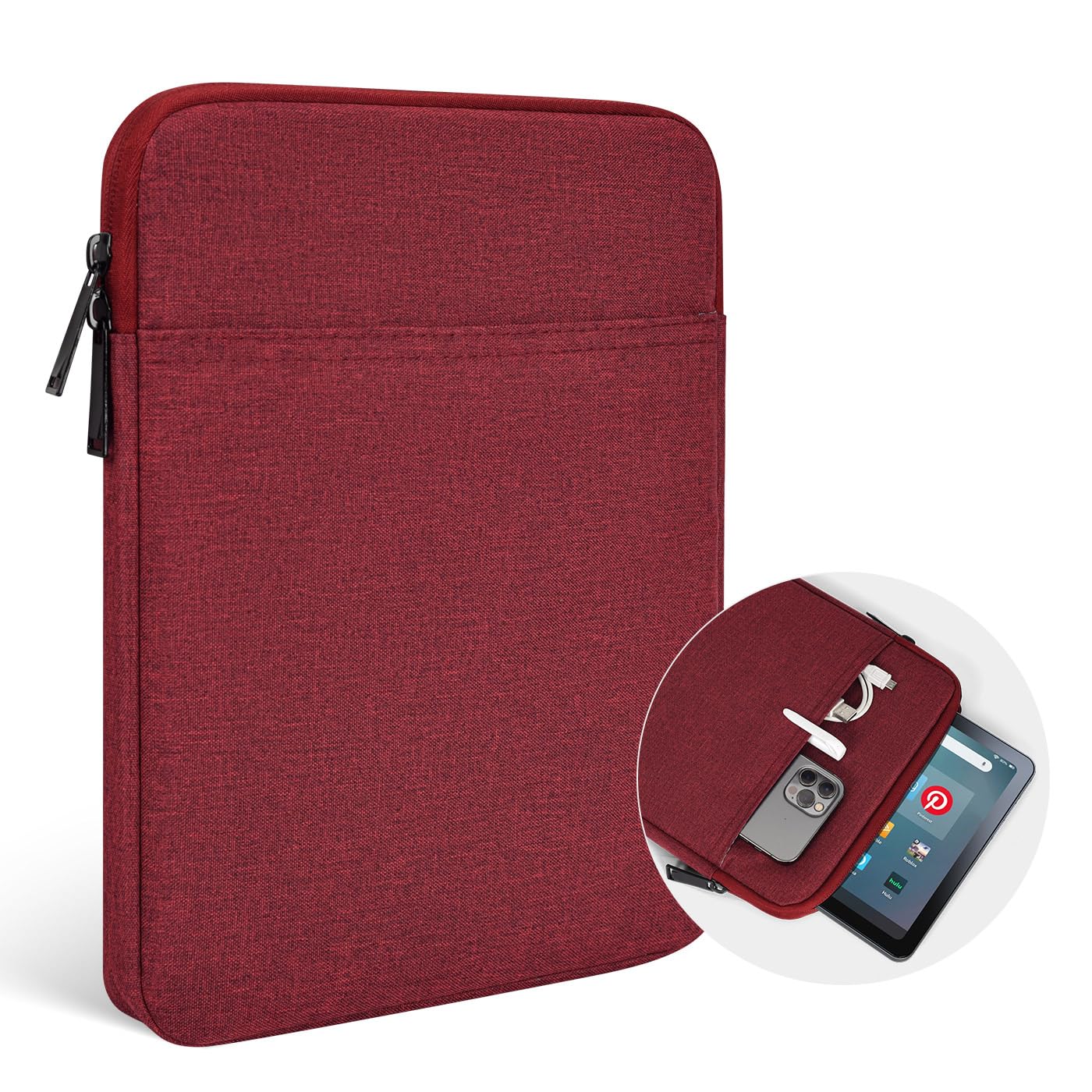 9.7-11 Tablet Sleeve Bag for 2023 11 Amazon Fire Max 11 & 10.1 Fire HD 10 Plus & Fire HD 10 Kids Pro, 11 iPad 11th/Air M3 M2 & Pro M5 M4 4 3 2 & Samsung Galaxy Tab S9 S9 FE S8 S7 A8 Case(Wine Red) -Like New