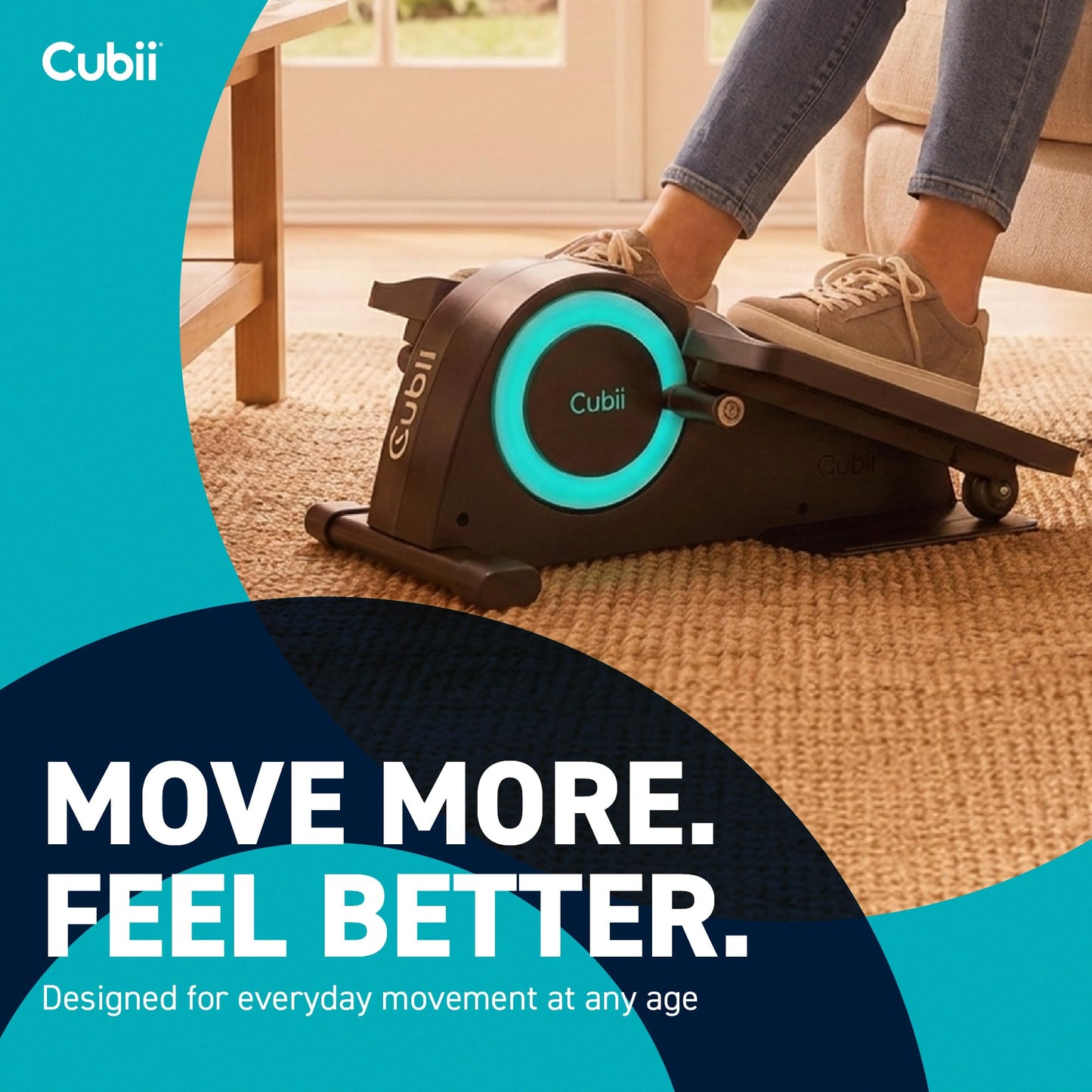 Cubii JR1, Under Desk Elliptical, Bike Pedal Exerciser, Seated Elliptical, Work from Home Fitness, Mini Elliptical Machines for Home Use, Exerciser for Seniors, Desk Exercise, Aqua…