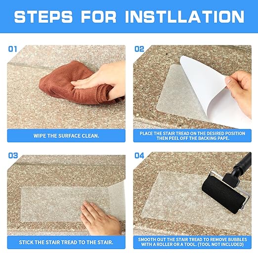 LadyRosian Outdoor Stair Treads Non Slip 5-Pack Clear 6" x 30" - Weather Resistant Adhesive Heavy Grip Tape - Waterproof Anti Skid Strips
