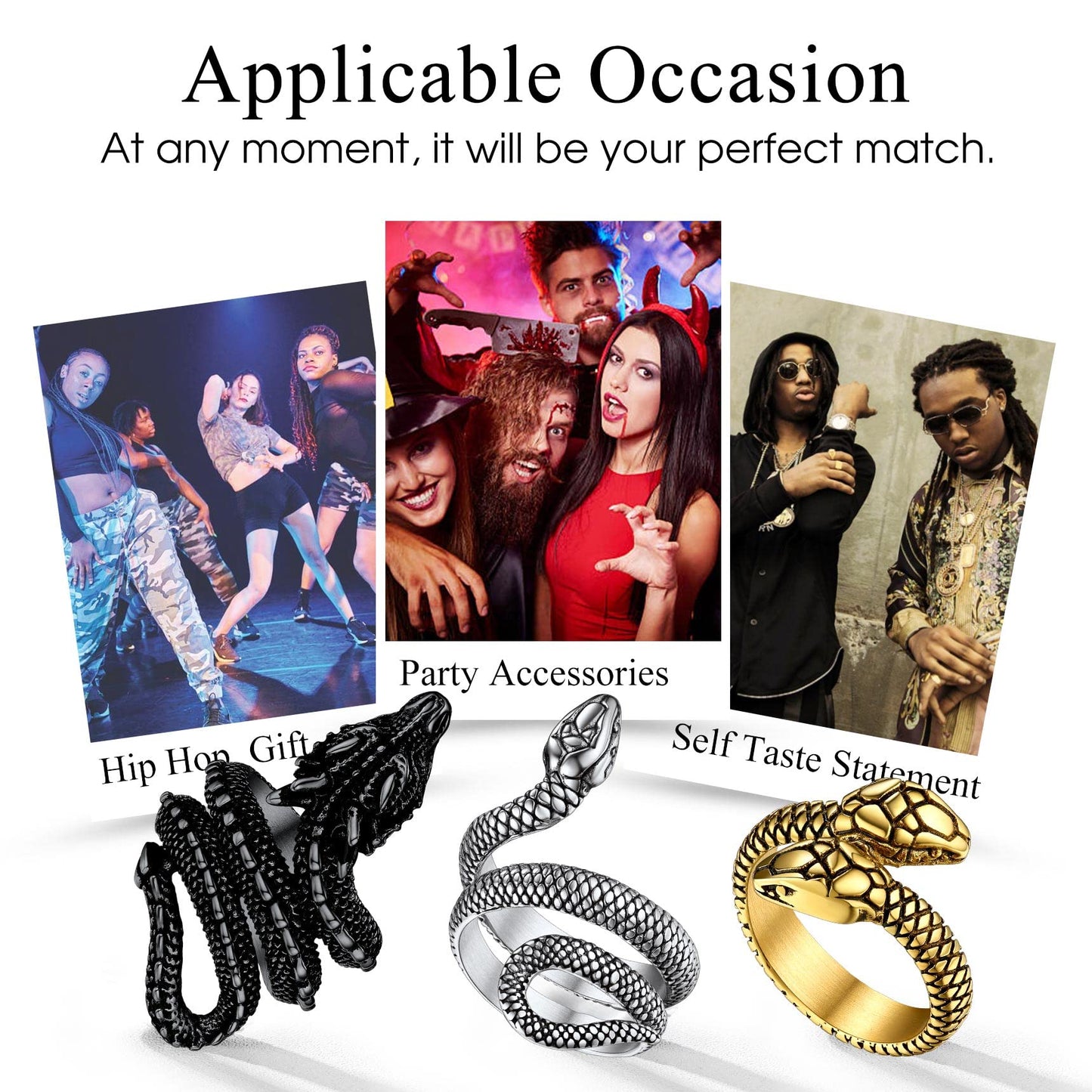 Bestyle Vintage Gold Dragon Ring for Women Men Cool Rings Dragon Jewelry Gothic Punk Finger Rings Fashion Halloween Costumes for