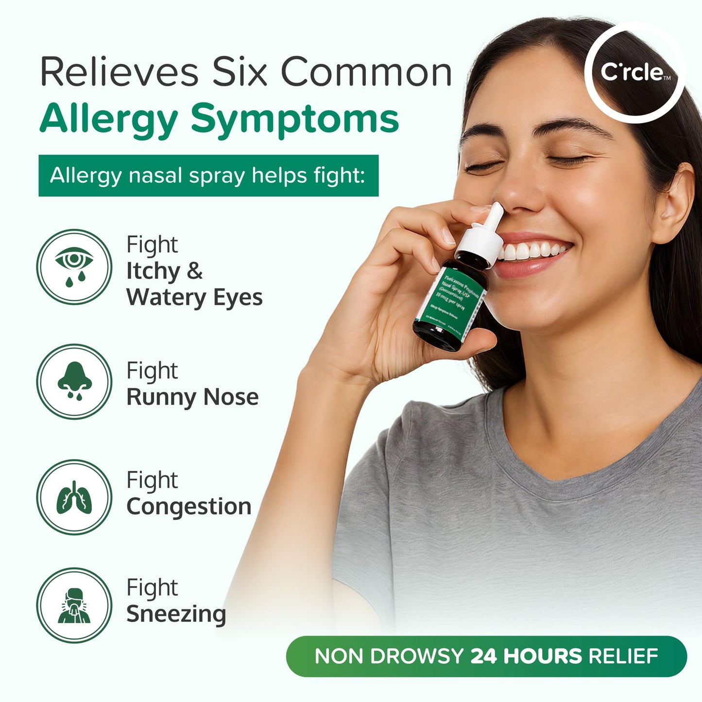 Fluticasone Nasal Spray Allergy Relief - 24 Hour Non Drowsy Allergy Nasal - Nose Spray Relief for Sinus Allergies - Prescription Strength Fluticasone Propionate 50mcg - 2 Month Supply