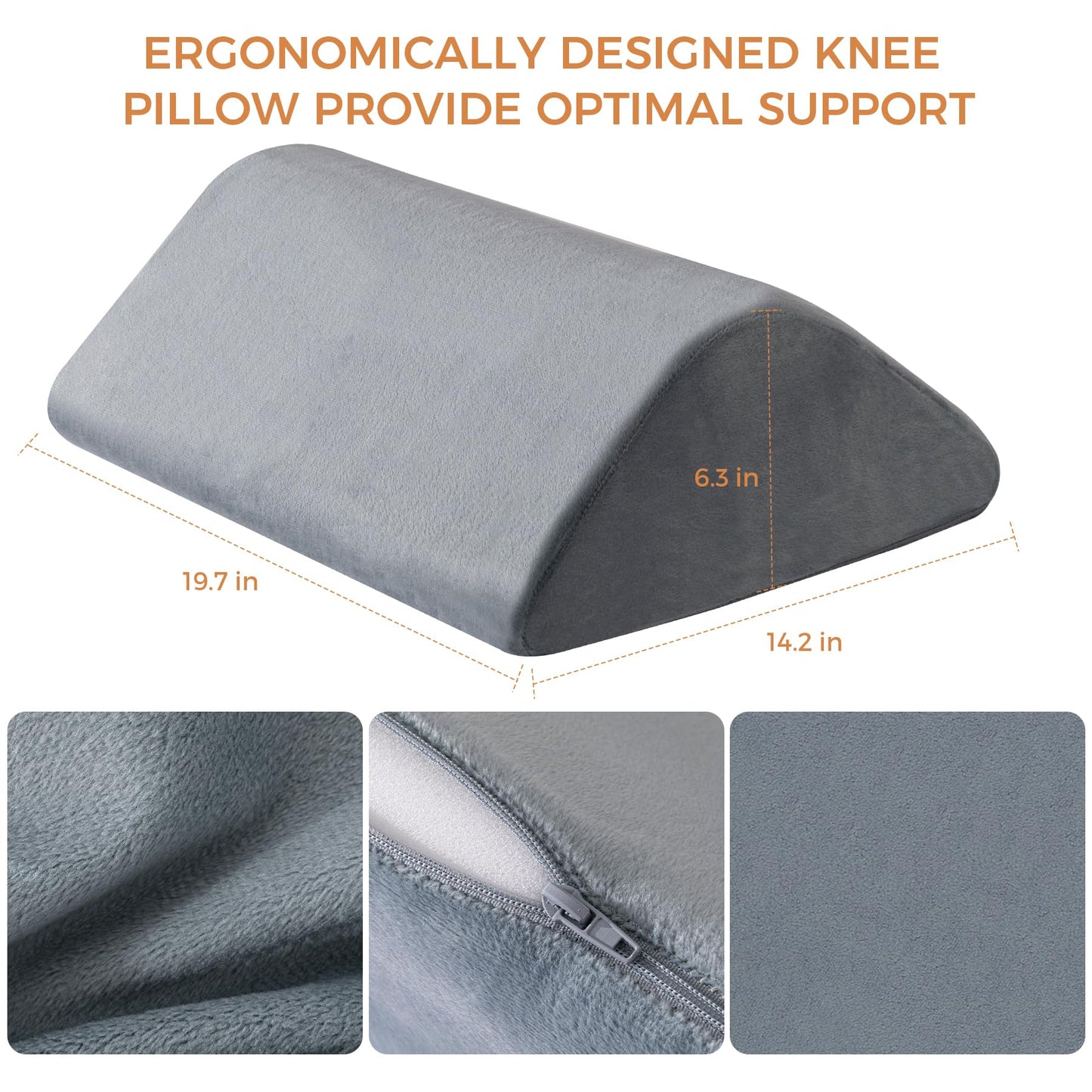 Knee Wedge Pillow 6.3'' for Post-Surgery Recovery - Leg Elevation Support for Sleep Position,Alleviating Lower Back & Hip Pain Enhancing Circulation in Ankles Legs Triangle Pillow with Removable Cover