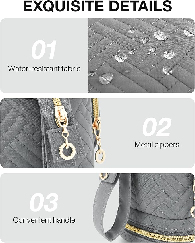 BAGSMART Travel Makeup Bag, Cosmetic Bag Make Up Organizer Case,Large Wide-open Pouch for Women Purse for Toiletries Accessories Brushes