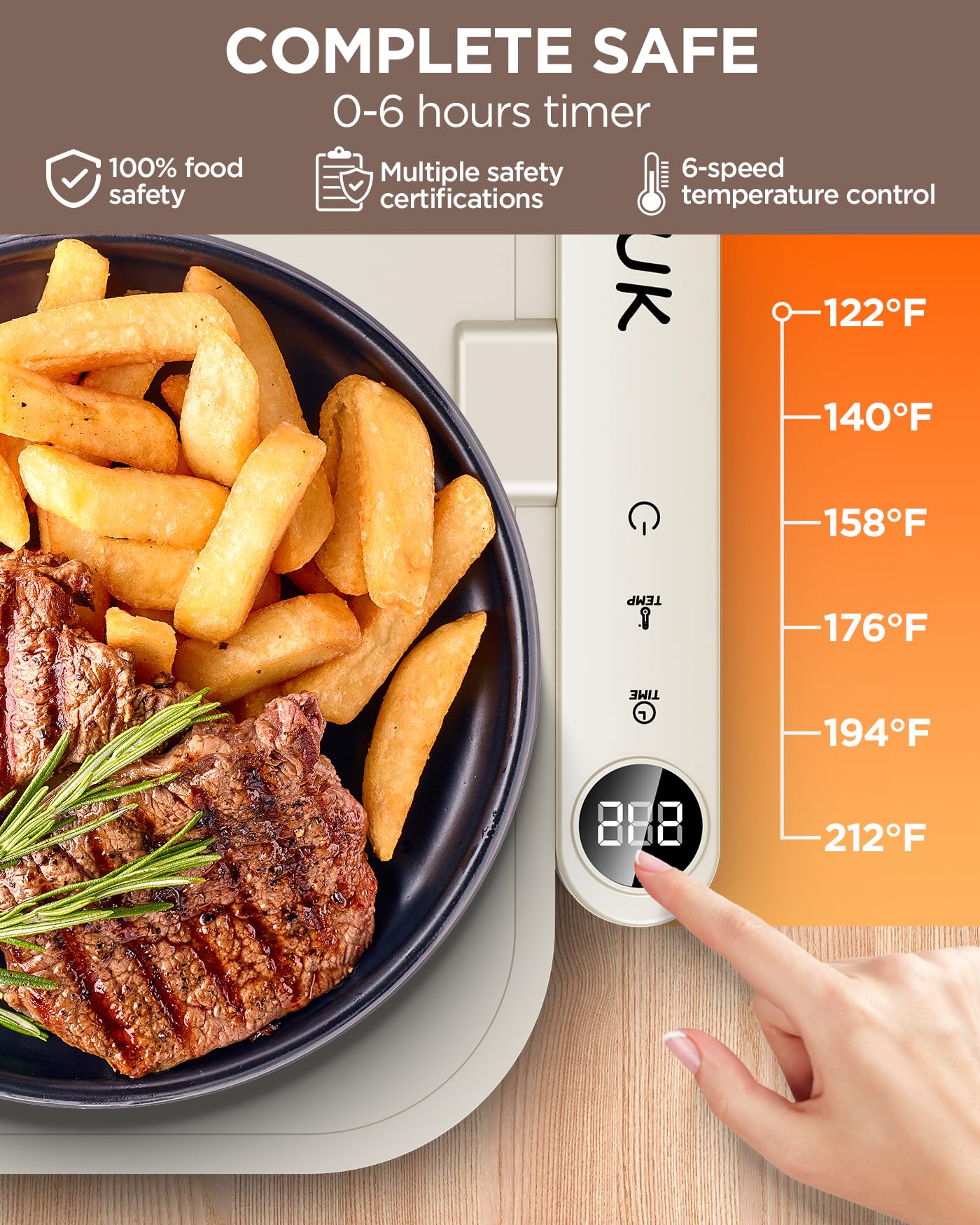 Upgrade Electric Warming Tray,Food Warming Mat,Food Heating Mat for Countertop, 6 Temperature Modes, Auto Shut-Off,Removable, Washable,for Versatile Food Warmer for Parties (Beige)