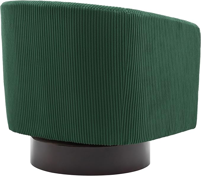 UIXE Swivel Accent Chairs Set of 2, Barrel Chair Corduroy Upholstered Armchair for Living Room, Small Single Sofa Bedroom Reading Seat - Dark Green
