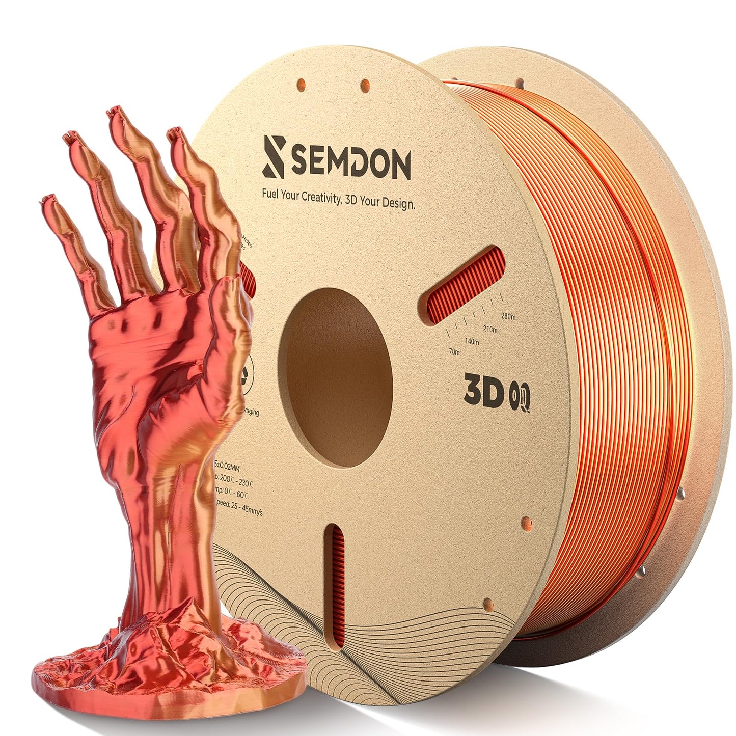 Semdon PLA Filament 1.75mm, Dual-Color Silk PLA Gold/Copper Metallic Gradient Filament, Dimensional Accuracy +/- 0.02 mm, Work w