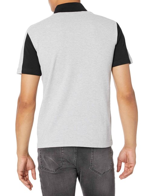 Lacoste Men's Seasonal Short Sleeve Regular Fit Color Block Polo, Argent Chine/Black/White, 3X-Large