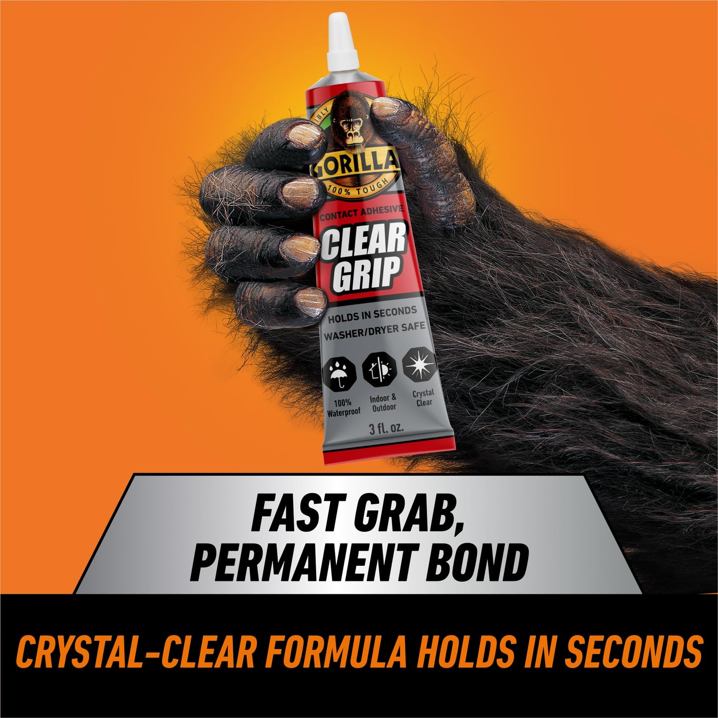 Gorilla Clear Grip Waterproof Contact Adhesive, 3 Ounce Tube, Clear, (Pack of 1)