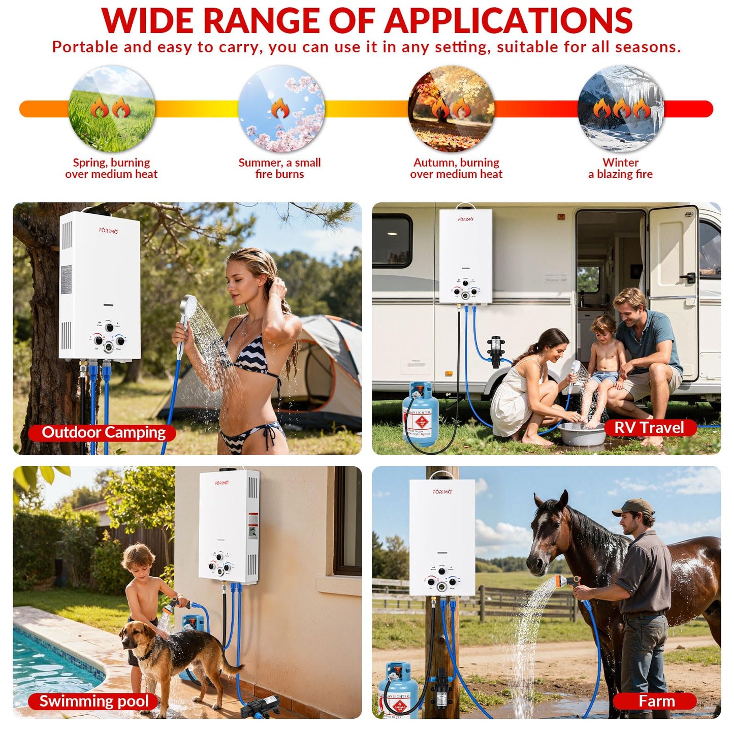 Tankless Water Heater Propane,2.64GPM 10L Outdoor Portable Water Heater,with 2 GPM Water Pump, Instant Propane Water Heaters with Digital Display Multi-Protection for Camping Trips Boat Cabins