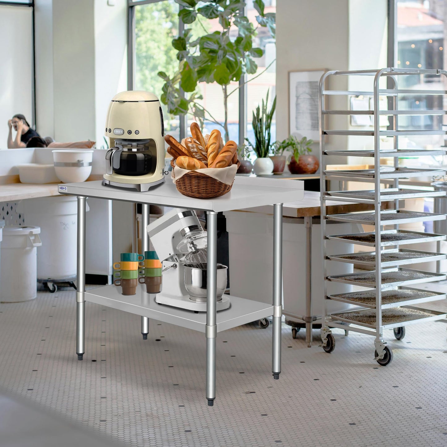 HARDURA Stainless Steel Table with Backsplash Metel Prep Table Commercial Kitchen Workbench 24x48 Inches NSF