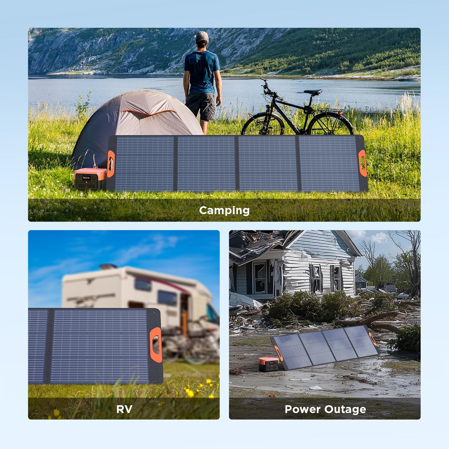 ZOUPW 220W Portable Solar Panel for Power Station,23.5% Efffciency Mono Foldable Solar Charger for Jackery 1000 V2/EcoFlow Delta/Bluetti/Anker Solix,IP67 Waterproof for RV Camping Home Backup