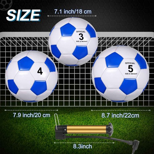 Libima 12 Pcs Soccer Balls with Pump Official Size 3/4/5 Soccer Ball Bulk for Child Adult School Sport Training Practice Christmas Operation(Size 4,Red, Blue, Black)
