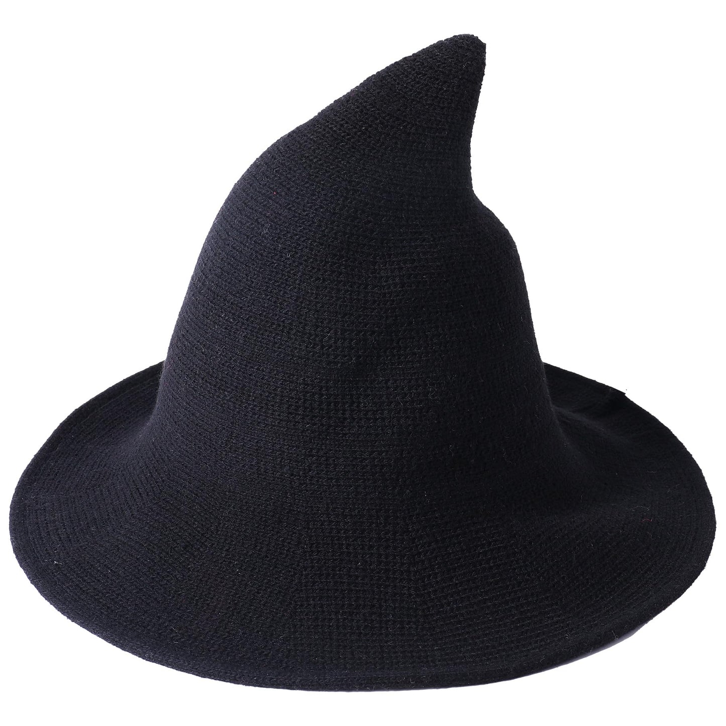 Lanzom Women Lady Halloween Witch Hat Wool Knitted Cap for Party Masquerade Cosplay Costume Accessory (Black, One Size)