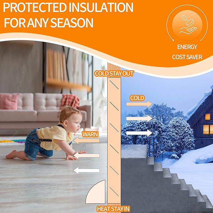TORRAMI 36" Door Draft Stopper Under Bottom Insulation Noise Air Stopper 2.1LB,Wind Proof Guard Seal for Doors and Windows - Light Gray