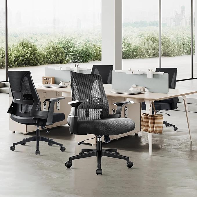 CLATINA 500lbs Big and Tall Office Chair Heavy Duty Mesh Ergonomic Computer Chairs with Adjustable Lumbar Support and Wide Comfy Seat for Home Office Conference Heavy People, Black(8 Pack)