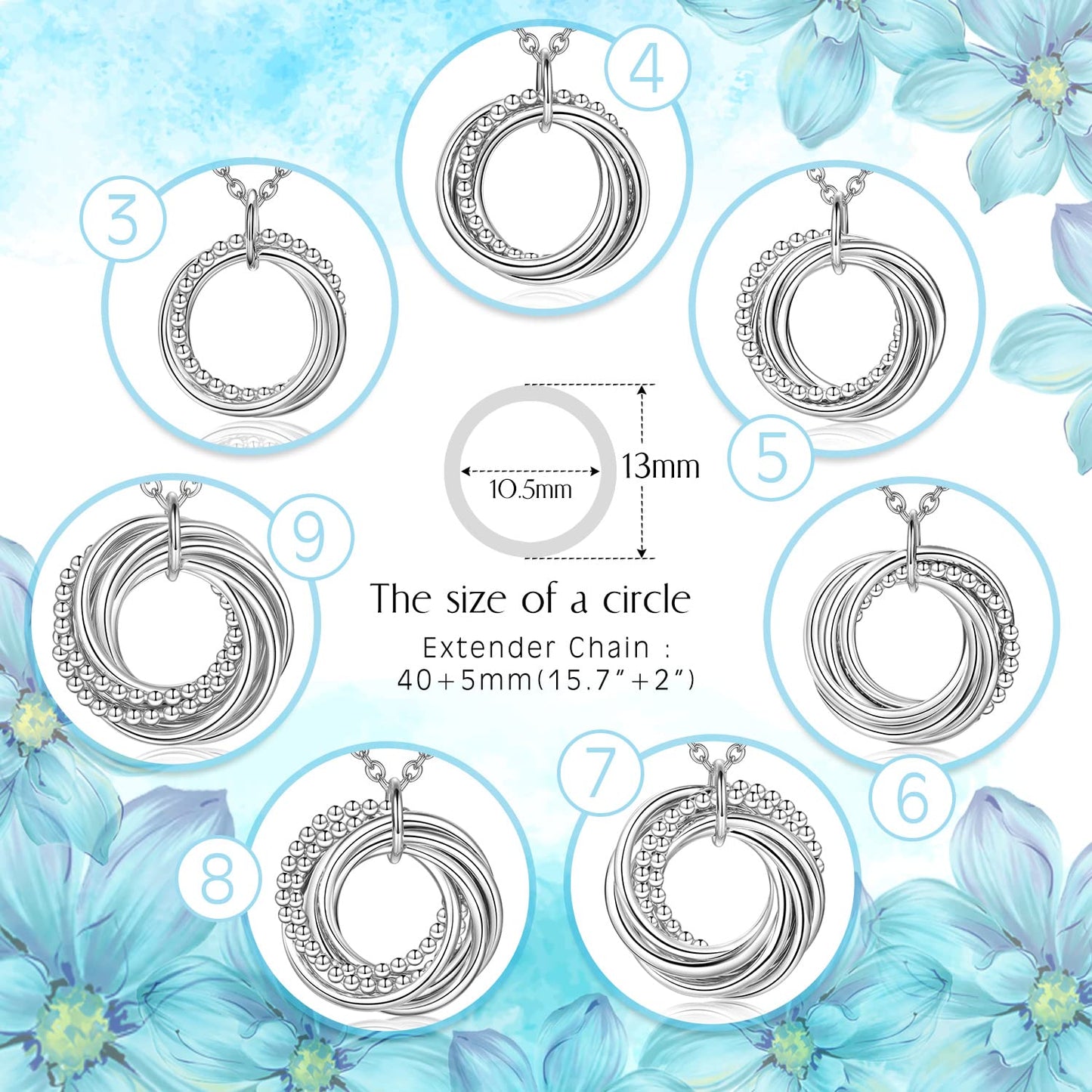 AM ANNIS MUNN 30th Birthday Gifts for Her, 925 Sterling Silver Necklace 30th Birthday Gifts for Women Circles Women Necklace Jew