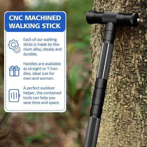 aiGear CNC Machined Walking Stick and Anti Skid Rubber Tip 8 Pack