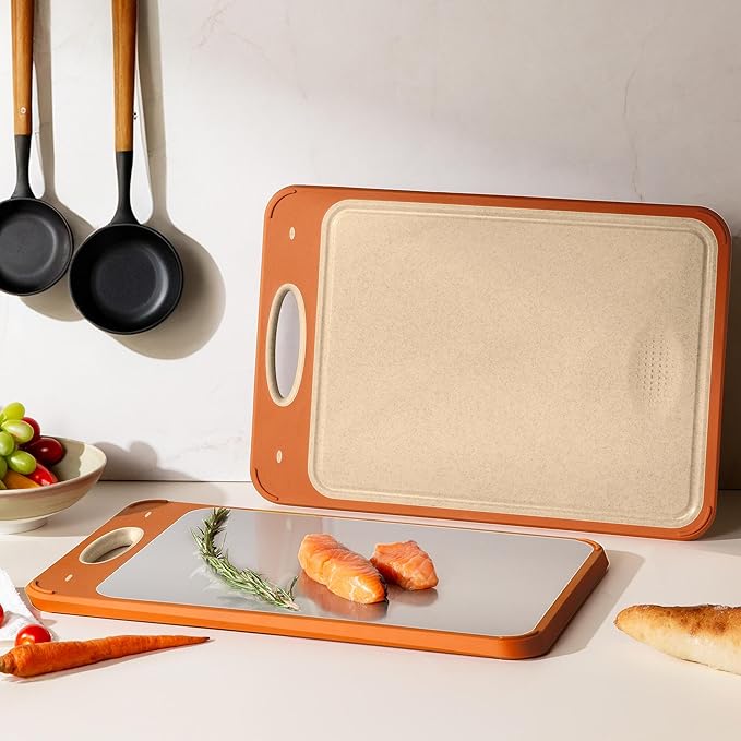 2 in 1 Stainless Steel Cutting Board with Handle Large Metal Cutting Boards for Kitchen 2025 First Apartment Essentials New Home Must Haves Things House Warming Decor Housewarming Hostess Host Gifts