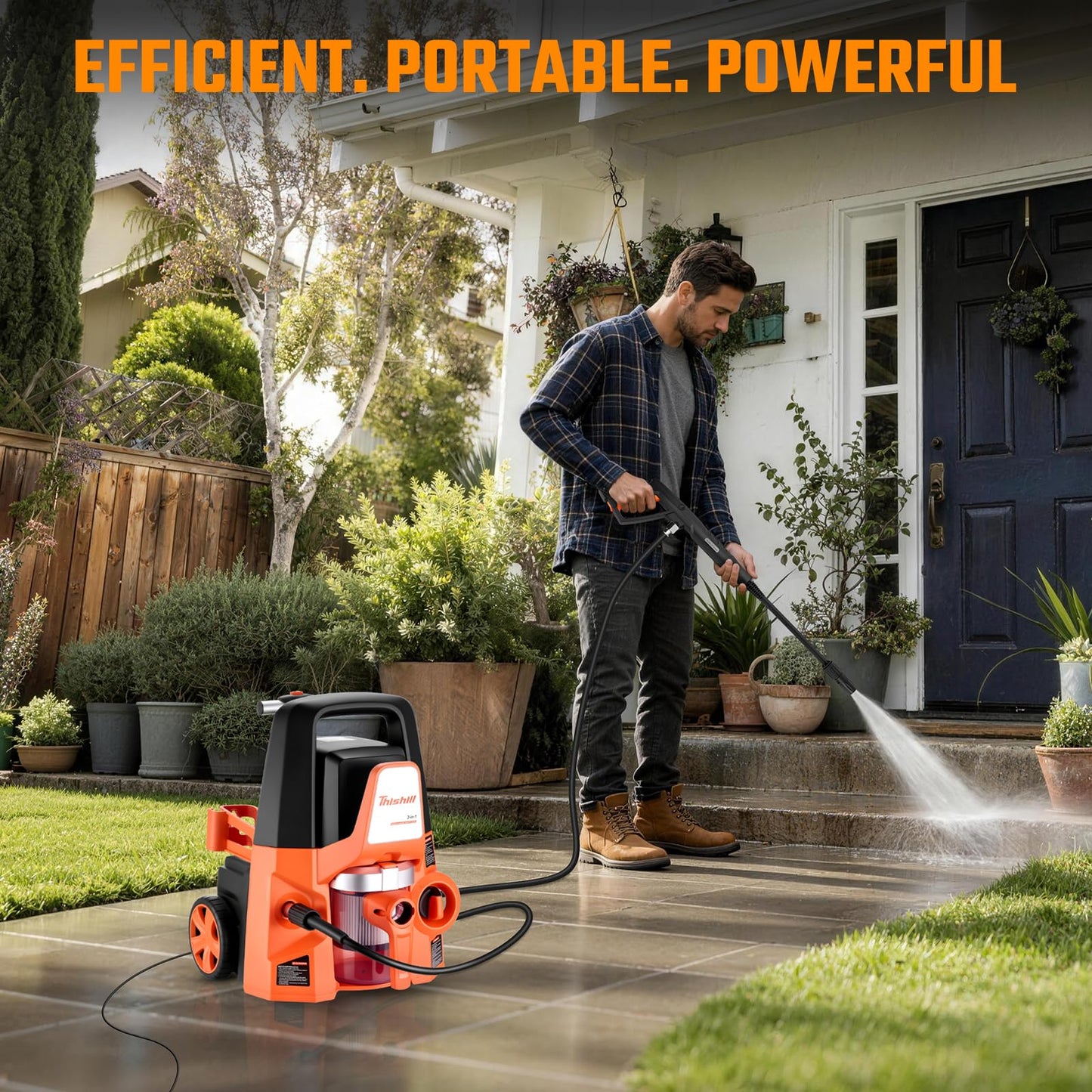 This Hill 4 in 1 Pressure Washer & Vacuum Cleaner, 1.7GPM 2800PSI with High Pressure Cleaner, 1400W High-Pressure Steamer for Cleaning, Fit for Home, Tile, Carpet, Furniture & Personal Car Detailing