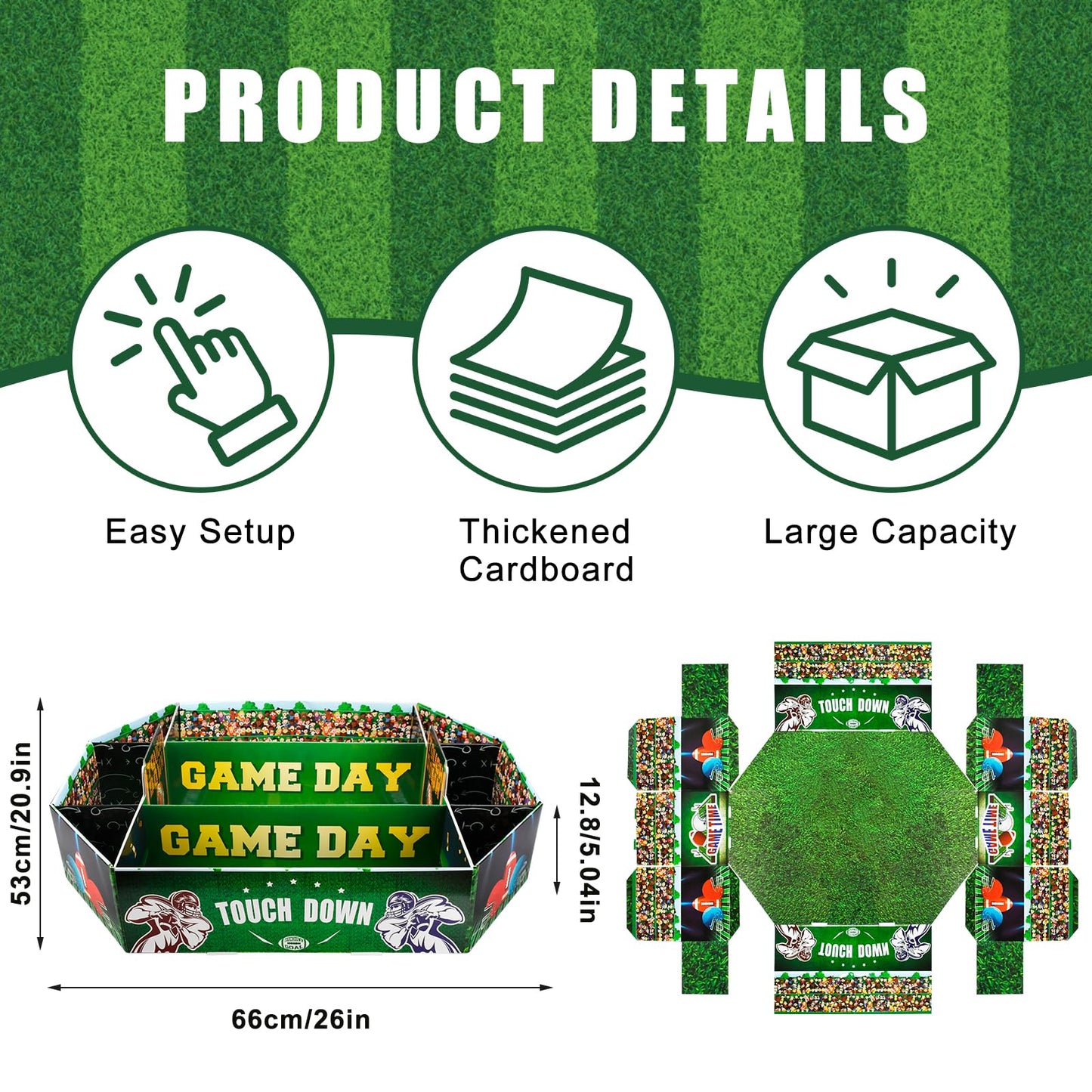 Docwouugo Football Party Decorations: Party Decorations 2026 26x20.5 Inch Large Size Food Snack Tray Set - Snack Tray Kit for Tailgate Birthday Football Game Day Decor