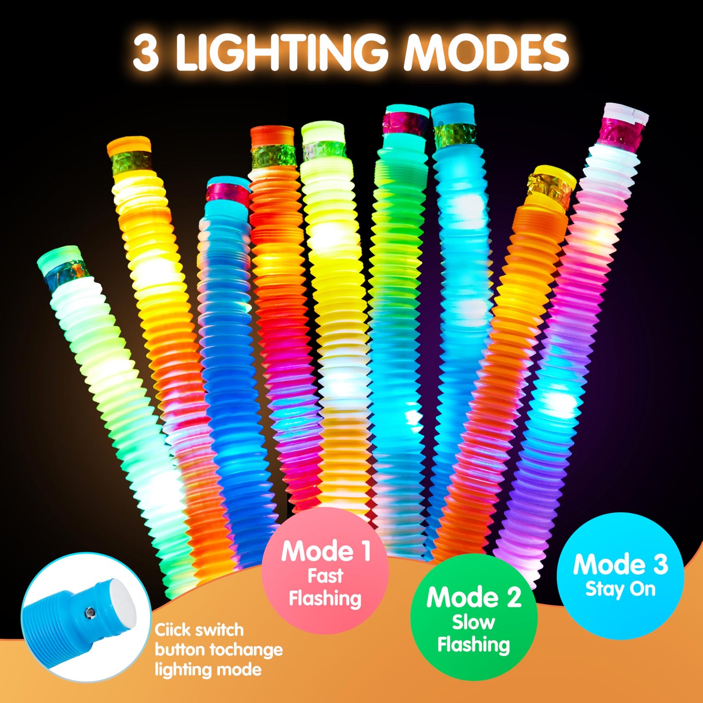JOYIN 9 Pack Glow Sticks Party Favors for Kids, Light Up Pop Tubes Glow Necklaces Bracelets Party Supplies for Toddlers Boys Girls Birthday Gifts, Christmas, Halloween Goodie bags