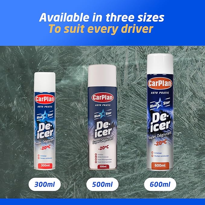 CarPlan De-Icer Aerosol, 21 fl oz (Pack of 12) – Blue Star De Icer for Car Windshield, Fast-Acting Defroster for Windows, Works in Extreme Cold -20C