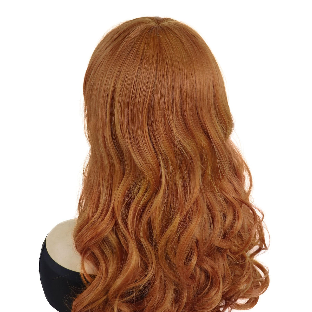 GNIMEGIL 18 inch Charming Long Wavy Ginger Synthetic Curly Wigs in Orange Wig with Bangs Halloween Costume Cosplay Wigs for Wome
