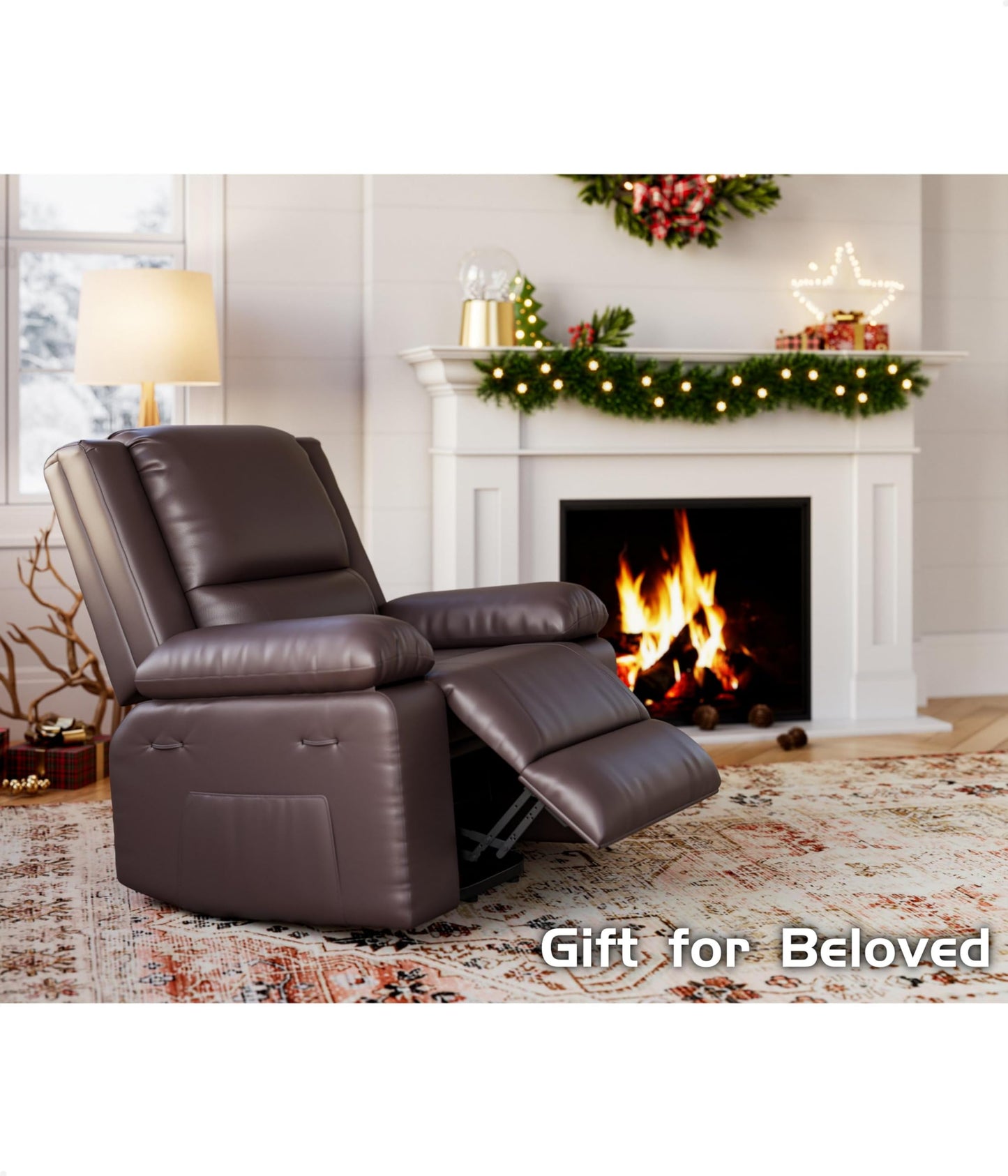 GarveeHome Power Lift Recliner Chair - Heat and Massage, Adjustable Back and Legs, Pu Leather Electric Lift Chair Designed for The Elderly and People with Mobility Impaired