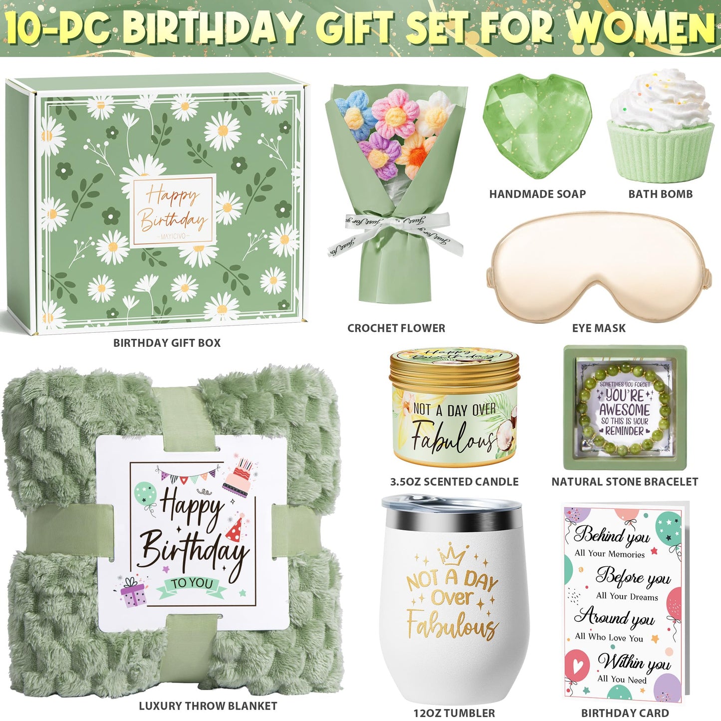 Birthday Gifts for Women Friendship, Unique Happy Birthday Gifts Basket for Mom Her Best Friend Sister Wife Girlfriend Coworker, Luxury Self Care Box Vanilla Coconut Relaxing Spa Gifts Set w/ Blanket