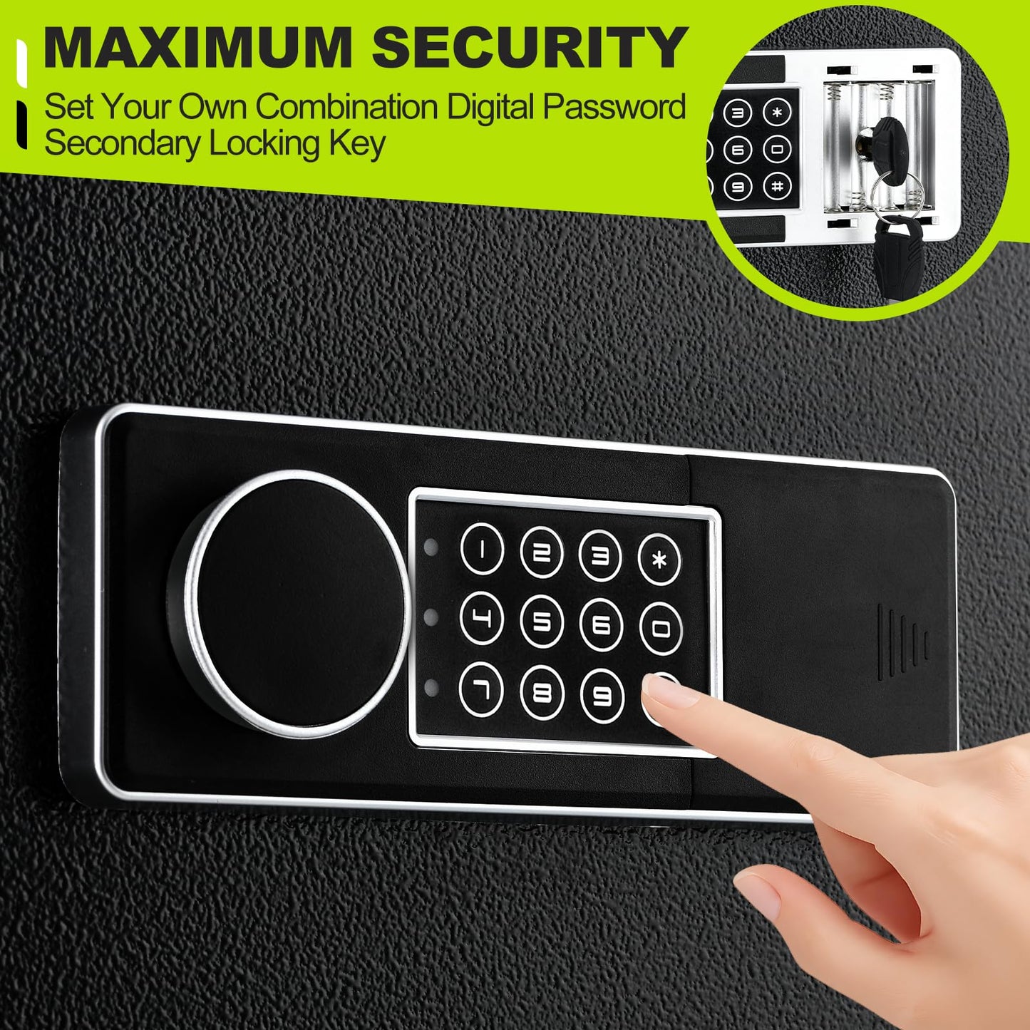 KPASAFE Large Safes, Security Safe Box with Fireproof Bag, Digital Keypad, Spare Keys and Alarm System, Security Anti-Theft Design for Valuables, Document